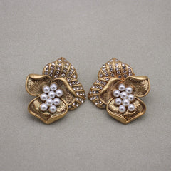 Medieval Pearl Camellia Clip Earrings