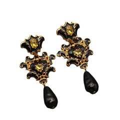 Pre Order: Black + Gold Palace Drop Earrings
