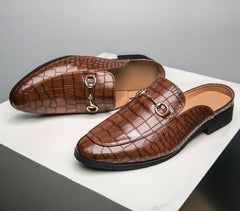 Croc Pattern Half Loafers