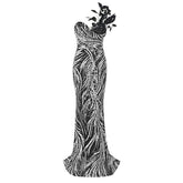 Silver Sequins 3D Strapless Feather Dress
