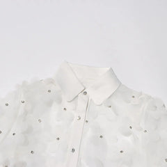 3D Flower Fluff Mesh Shirt