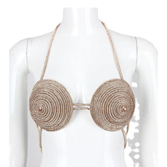 Gold Round Chest Chain Bra