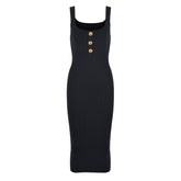 Slim Fit U-Neck Strap Knit Dress