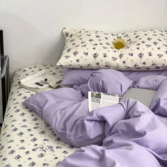 ins Nordic style floral bed sheet four-piece set quilt cover universal for four seasons single dormitory three-piece bedding