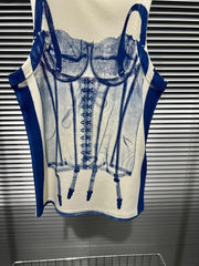 Pre Order: Blue Hand-Painted Slim Fit Vest