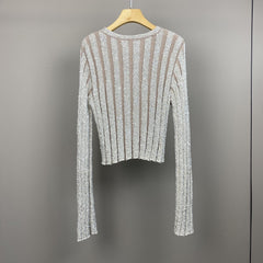 Slim Fit Sequined Sweater + Elastic Waist Skirt Set