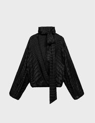 Deep V Crocodile Like Texture Top