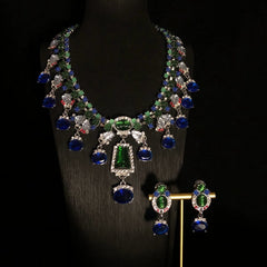 Pre Order: Blue Rhinestone Necklace and Earrings Set