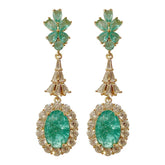 Green Broken Cubic Zirconia Earrings