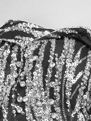 Silver Sequins 3D Strapless Feather Dress