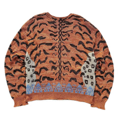 Vintage Knitted Leopard Printed V-Neck Cardigans Sweater