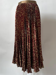 Metallic Light Leopard Print High Waisted Skirt