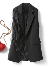 Chiffon Ruffle Side Black Vest