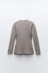 One Button V-neck Wool Knit Sweater Jacket