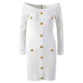 Off Shoulder Knitted Mini Hip Hugging Dress