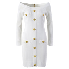 Off Shoulder Knitted Mini Hip Hugging Dress
