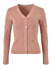 Pre Order: Beaded Floral Knitted Cardigan + Cami Set