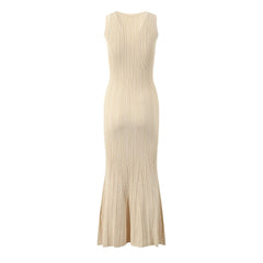 Single Breasted Slim Fit Knitted Maxi Dress