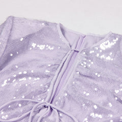 Sparkling Hollow Chest Long Sleeved Dress