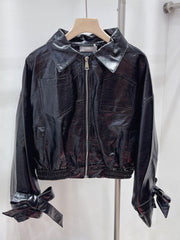 Glossy PU Short Motorcycle Jacket