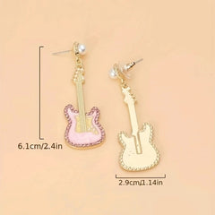 Glazed Pearl Diamond Guitar Earrings