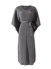 Pre Order: Bat Sleeve Waist Tie Pleated Dress