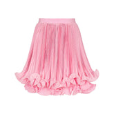 Curled Double-Layer Pleated Skirt