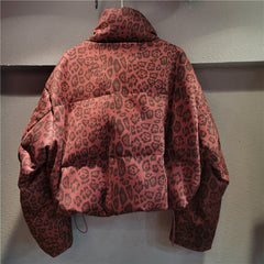 Thickened Animal Print Down Cotton Jacket