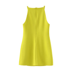 Straight Neckline Slim Fit Short Dress