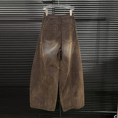 Washed Loose Straight Leg Denim Pants