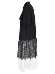 Pre Order: Black Button Down Lace Pleated Dress