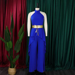 Sleeveless Backless Irregular Top + Wide Leg Pants Set