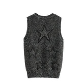 Sequin Star Round Neck Sleeveless Vest
