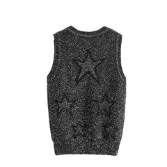Sequin Star Round Neck Sleeveless Vest