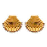 Rhinestone Scallop Shell Earrings