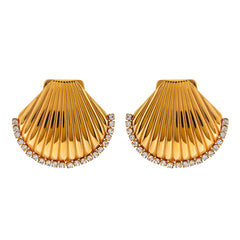 Rhinestone Scallop Shell Earrings