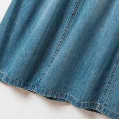 Pocket Single Breasted Denim Shirt + A-Line Denim Skirt Set