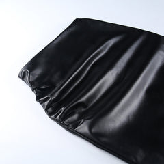 Polyurethane Leather Back Slit Skirt