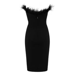 Tube Top Feather Bandage Banquet Dress