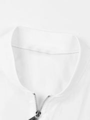 White Organza Stand Collar Long Sleeve Jacket