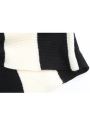 Round Neck Striped Long Sleeved Knitted Sweater