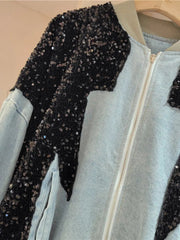 Sequin Denim Loose Jacket