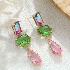 Retro Palace Water Drop Crystal Tassel Earrings