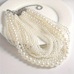 Elegant Multilayer Faux Pearl Necklace