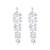 Multi-Layered Diamond Leaf Flower Earrings