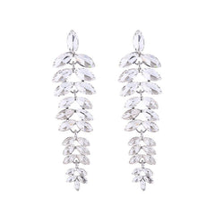 Multi-Layered Diamond Leaf Flower Earrings