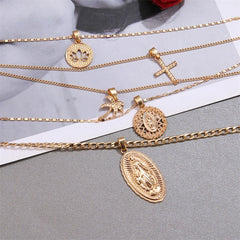 Golden Multi-Layer Pendant Necklace