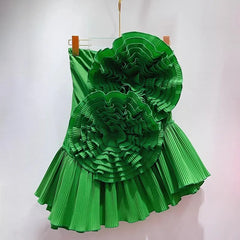3D Floral Pleated Tube Top