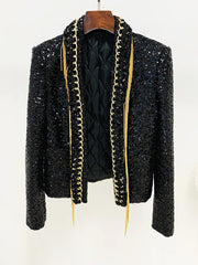 Tassel Chain Sequined Blazer