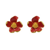 Vintage Red Drip Oil Flower Earrings